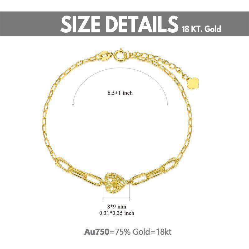 Pulsera con dije de corazón de oro blanco de 10 quilates-5