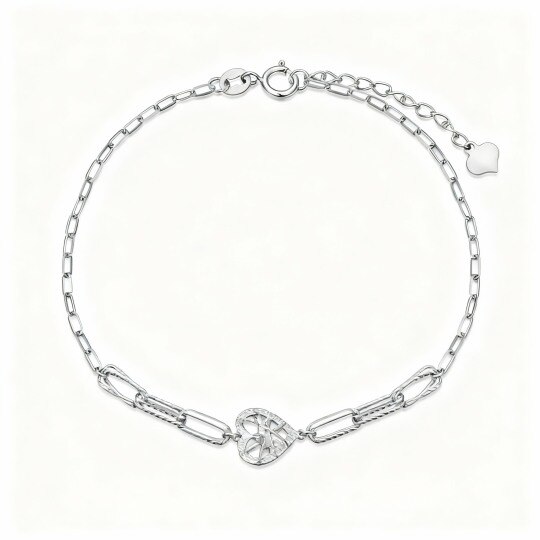 Bracelet à breloques en forme de cœur en or blanc 10 carats