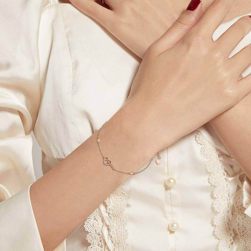 Herzanhänger-Armband aus 10-karätigem Roségold-2