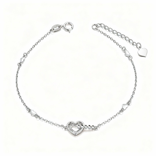 Bracelet à breloques en forme de cœur en or blanc 10 carats