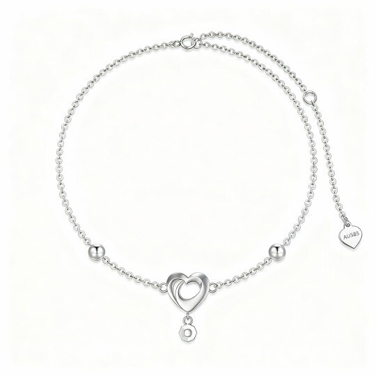 Bracelet à breloques en forme de cœur en or blanc 10 carats