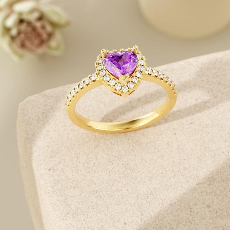 Anillo de corazón de cristal en oro de 18 quilates para mujer, ideal para mejores amigas.-3
