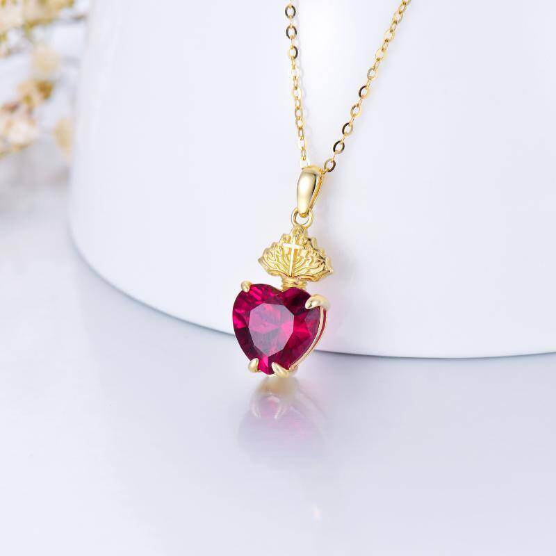 Collar con colgante de cruz de circonita cúbica talla corazón en oro rosa de 9 quilates-3
