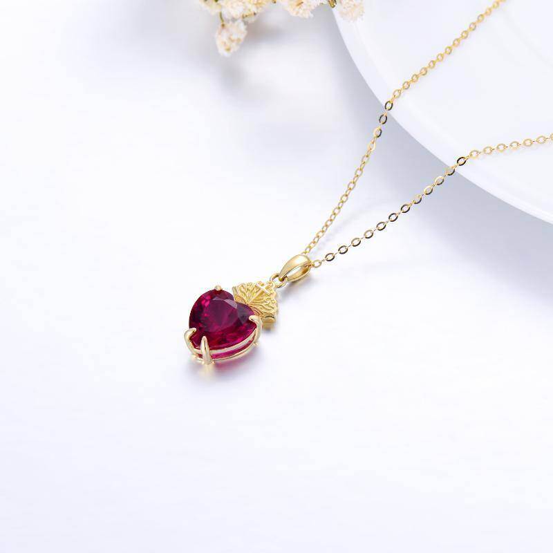 Collar con colgante de cruz de circonita cúbica talla corazón en oro rosa de 9 quilates-4