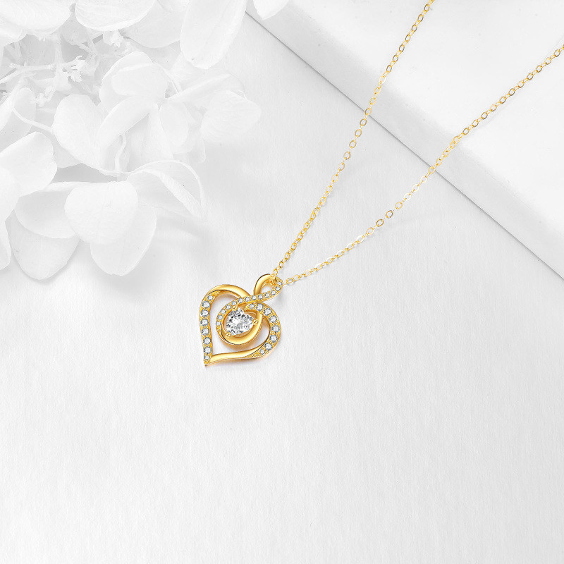 Platinum with White Gold Plated Heart Cut Cubic Zirconia Heart & Infinity Symbol Pendant Necklace-4