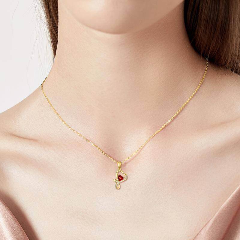 10K Rose Gold Heart Cut Cubic Zirconia Heart & Stethoscope Pendant Necklace-2