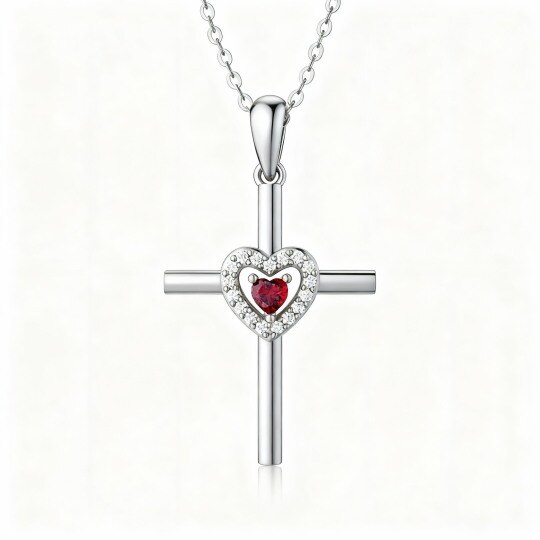 Collier pendentif en or blanc 10 carats avec zircon cubique en forme de cœur