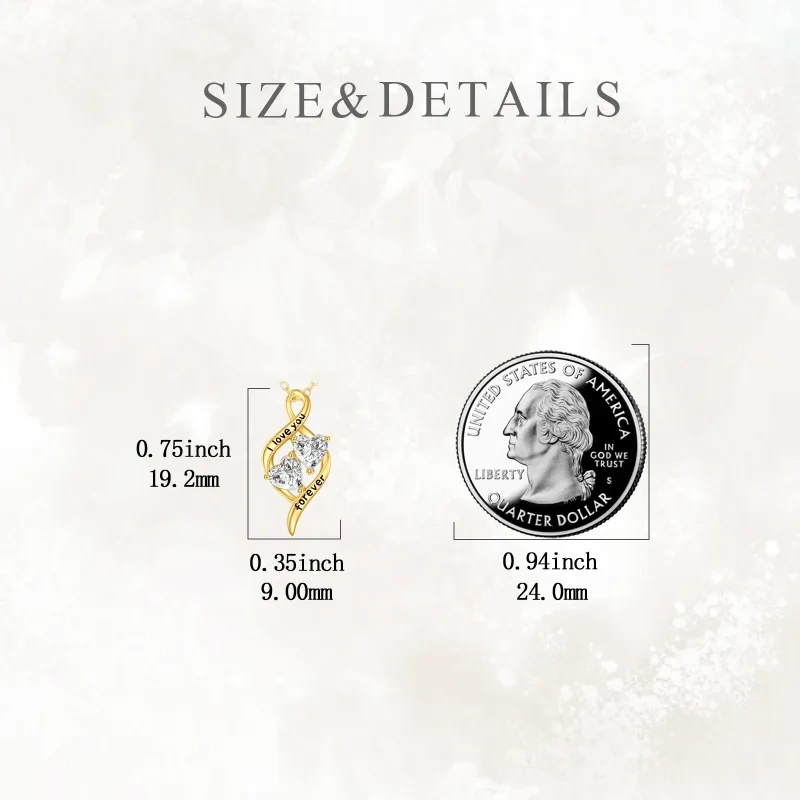 Collier en or 10 carats personnalisé avec pierre de naissance, cœur et symbole de l'infini pour femme-5
