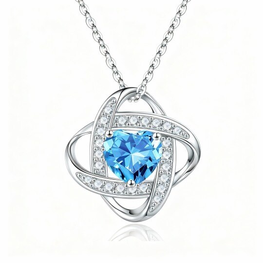 Collier pendentif personnalisé en or blanc 9 carats avec zircon cubique en forme de cœur et pierre de naissance, symbole des sœurs.
