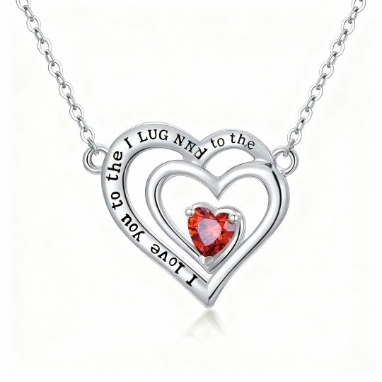 Collier pendentif en or blanc 10 carats avec pendentif cœur taillé et inscription gravée