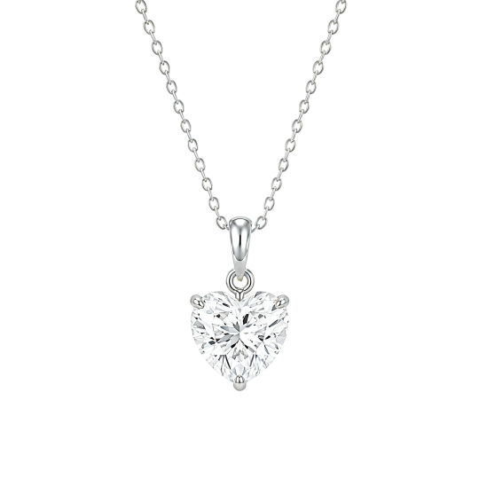 Colliers en or blanc 14 carats avec diamant de laboratoire taille cœur