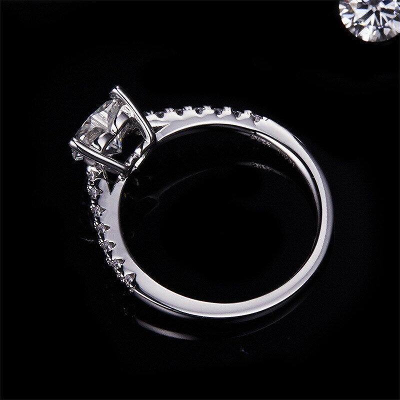 Bague de fiançailles en or blanc 10 carats avec moissanite en forme de cœur-5