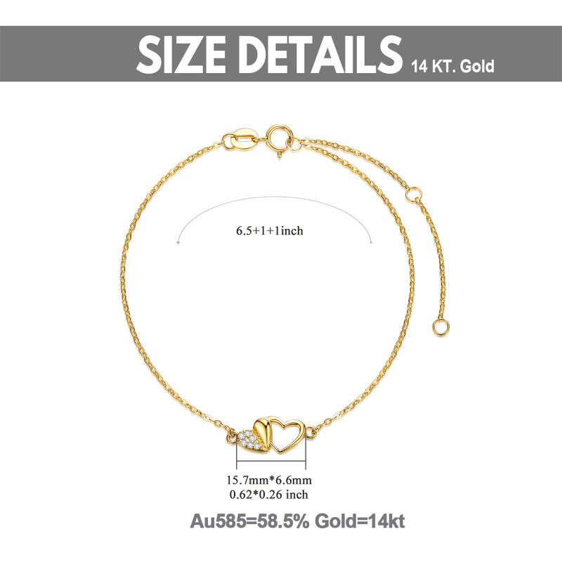 Pulsera de platino con baño de oro blanco y moissanita talla corazón con dije de corazón-6