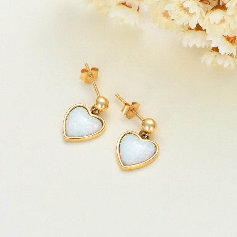 Boucles d'oreilles pendantes en forme de cœur en or 10 carats-3