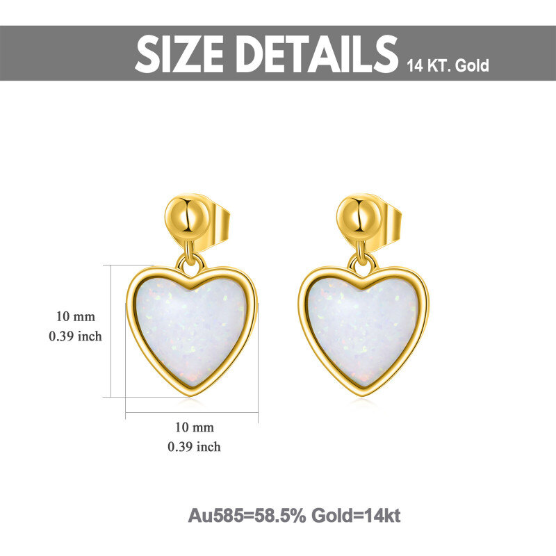 Boucles d'oreilles pendantes en forme de cœur en or 10 carats-5
