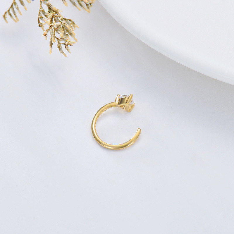 Anillo nasal de ópalo en forma de corazón de oro de 10 quilates-4