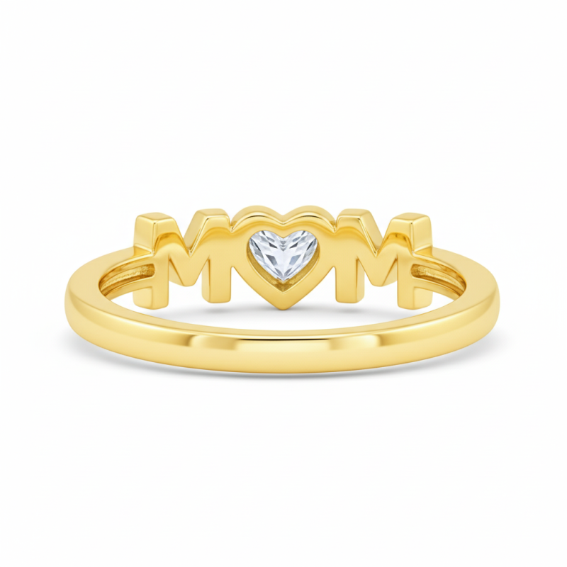 18K White Gold Heart Cut Personalized Birthstone & Engravable Birthstone Ring with Engraved Word-3