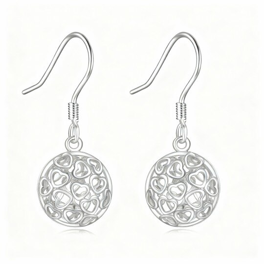 10K White Gold Heart Drop Earrings