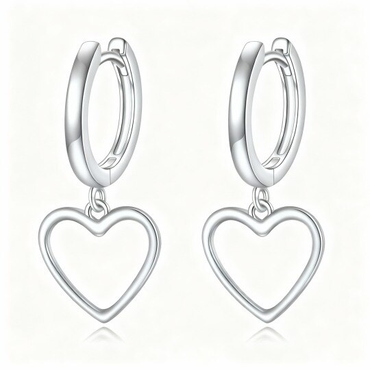 10K White Gold Heart Drop Earrings