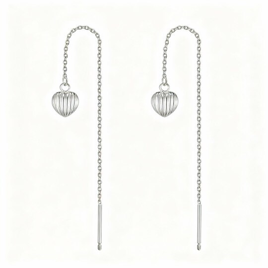 10K White Gold Heart Drop Earrings