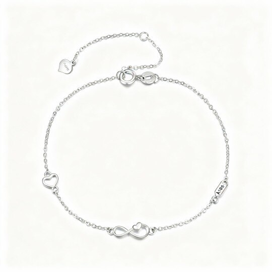 10K White Gold Heart & Infinity Symbol Charm Bracelet