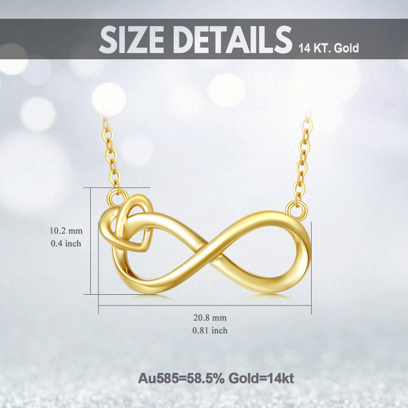 Collar con colgante de corazón y símbolo de infinito en oro de 18 quilates-6