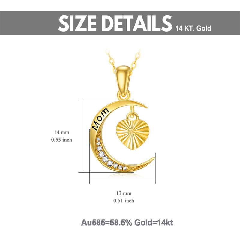 14K Rose Gold Heart & Moon Pendant Necklace-6