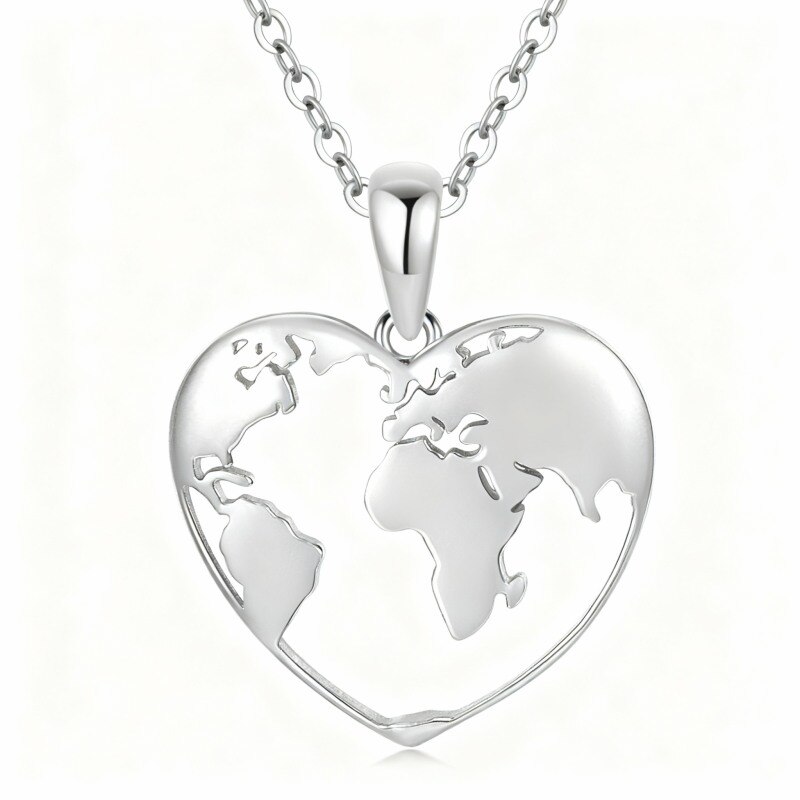 Collier pendentif cœur en or blanc 10 carats-1