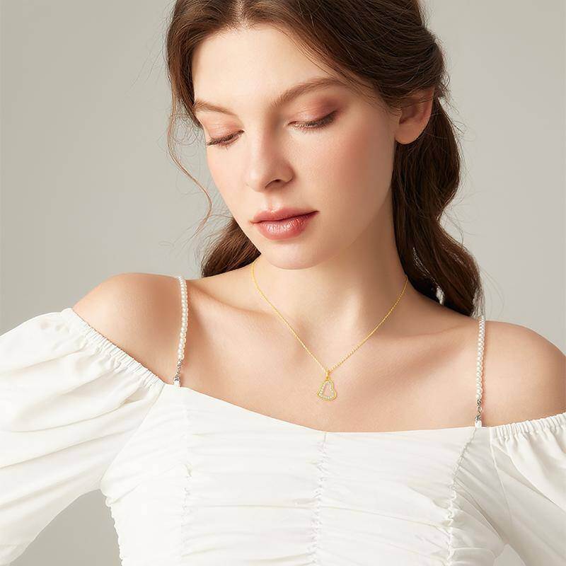 Collar con colgante de corazón de oro blanco de 14 quilates-2