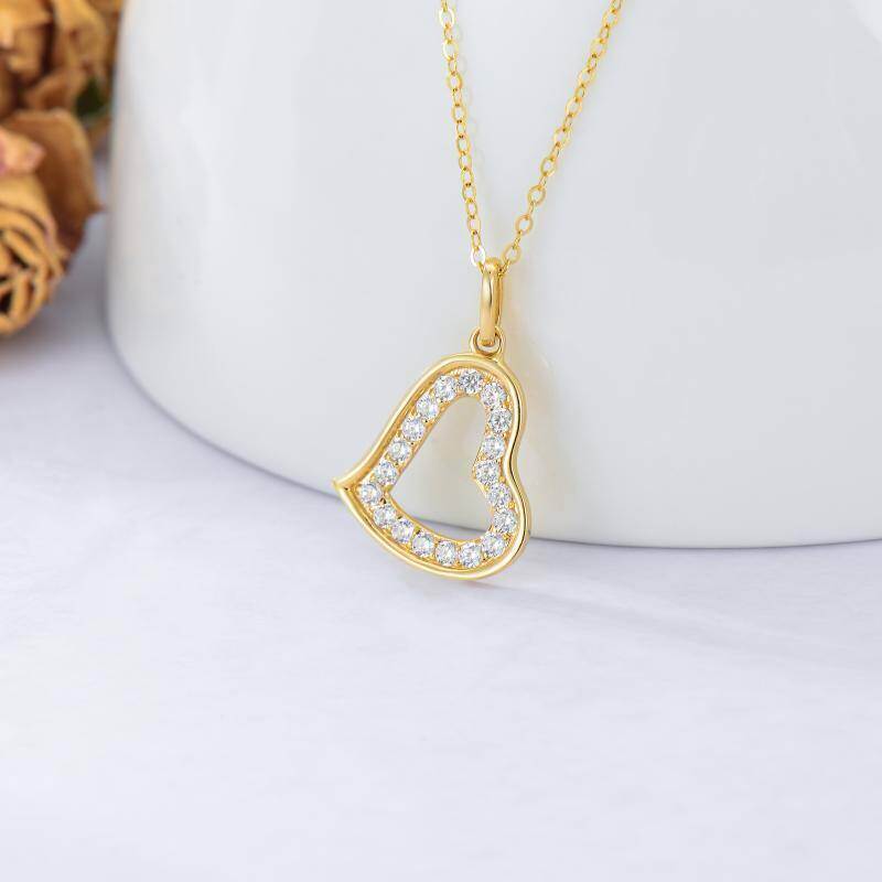 Collar con colgante de corazón de oro blanco de 14 quilates-3