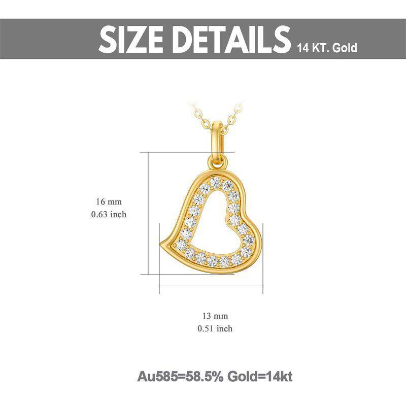 Collar con colgante de corazón de oro blanco de 14 quilates-5