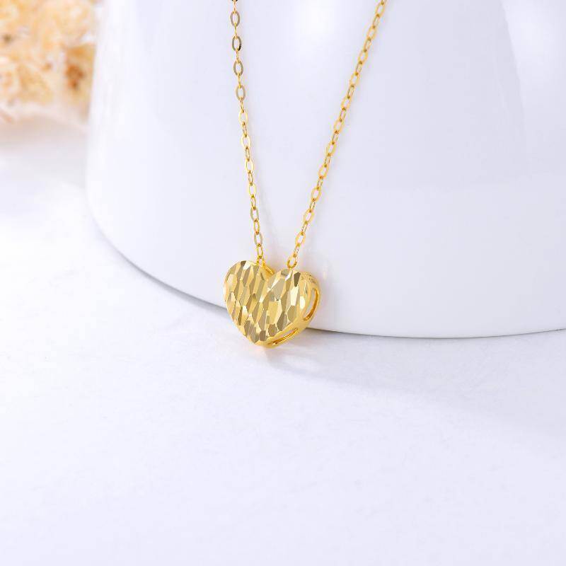 Collar con colgante de corazón de oro rosa de 10 quilates-3