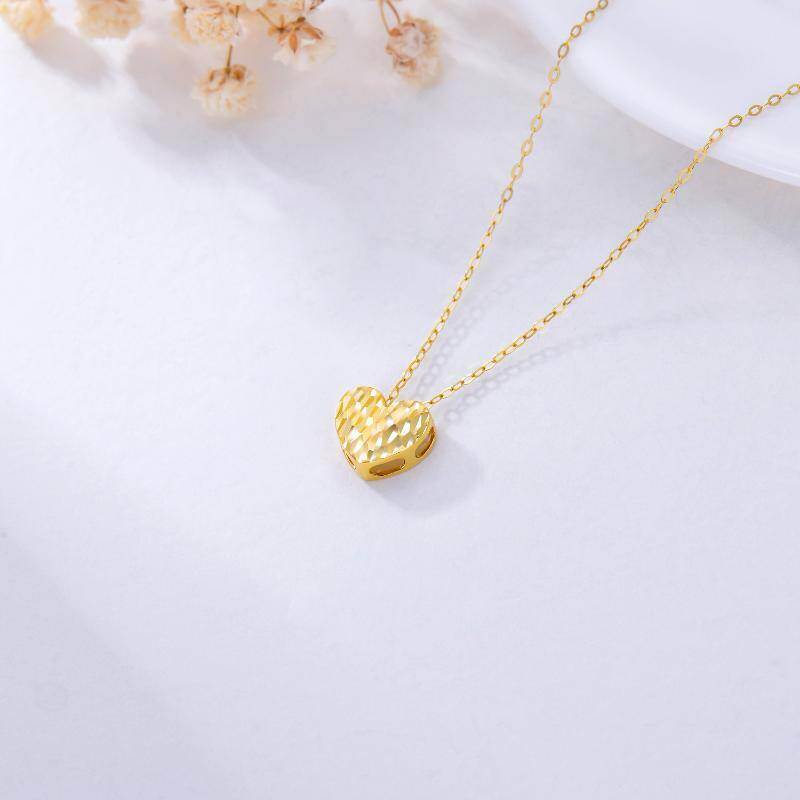 Collar con colgante de corazón de oro rosa de 10 quilates-4
