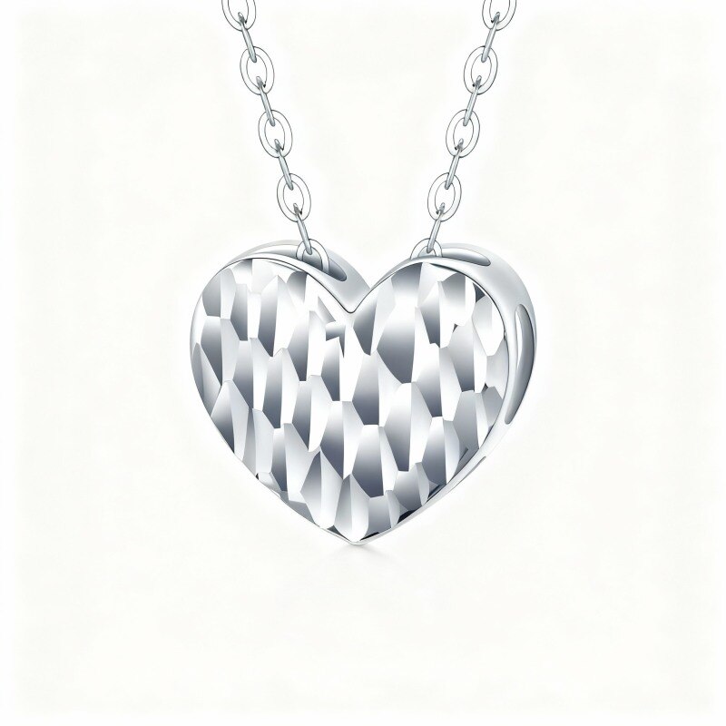 Collar con colgante de corazón de oro blanco de 18 quilates-1