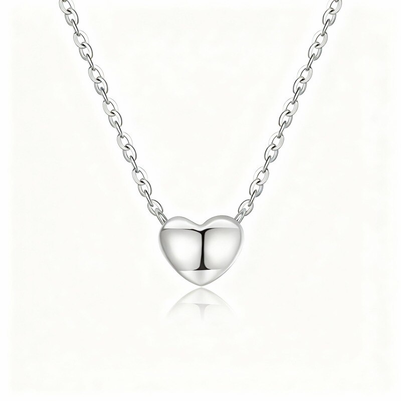 14K White Gold Heart Pendant Necklace-1
