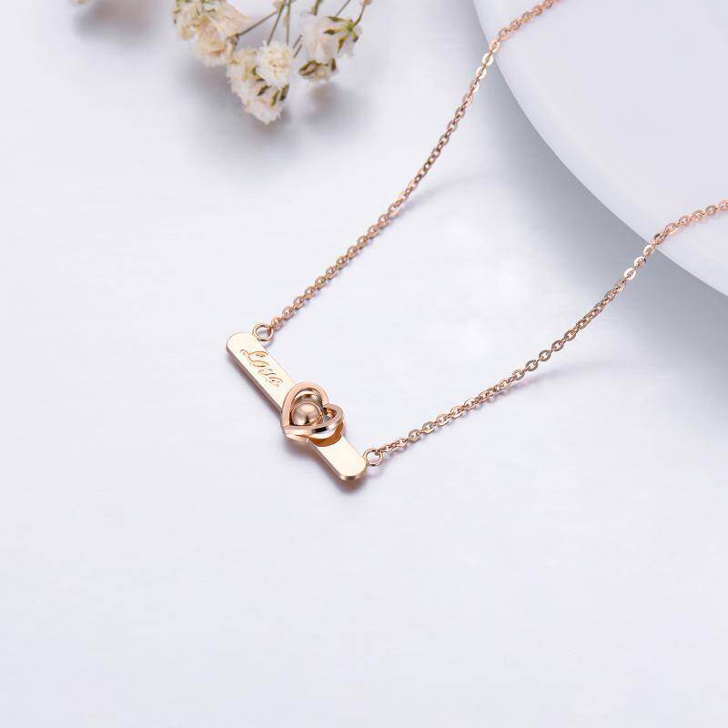 Collar con colgante de corazón de platino con baño de oro blanco-5