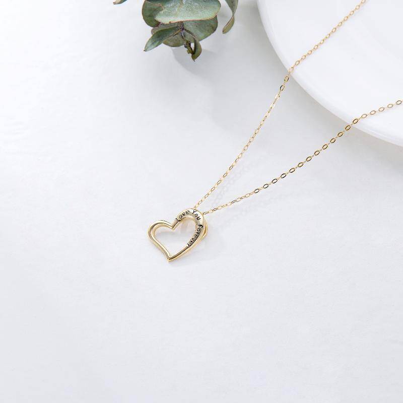 Collar con colgante de corazón de oro blanco de 14 quilates-5