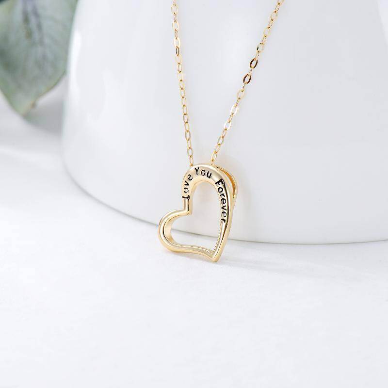 Collar con colgante de corazón de oro blanco de 14 quilates-6