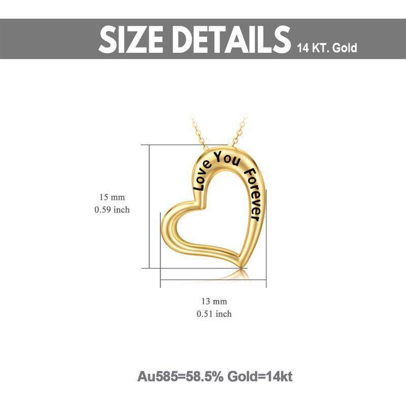 Collar con colgante de corazón de oro blanco de 14 quilates-7