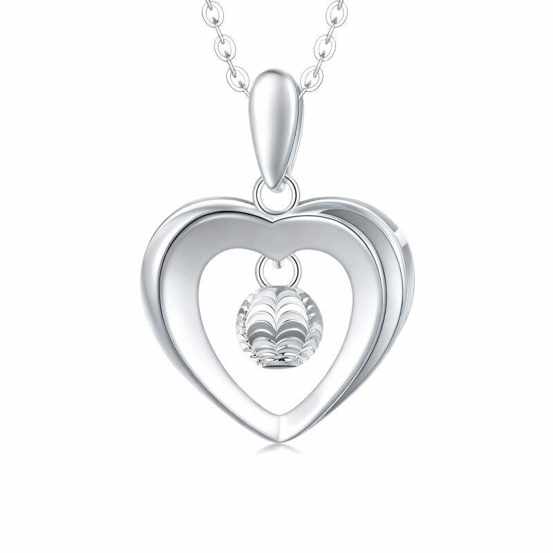 Collar con colgante de corazón de oro blanco de 18 quilates-1