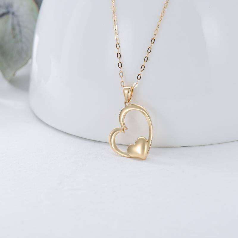 Collar con colgante de corazón de oro de 18 quilates-3
