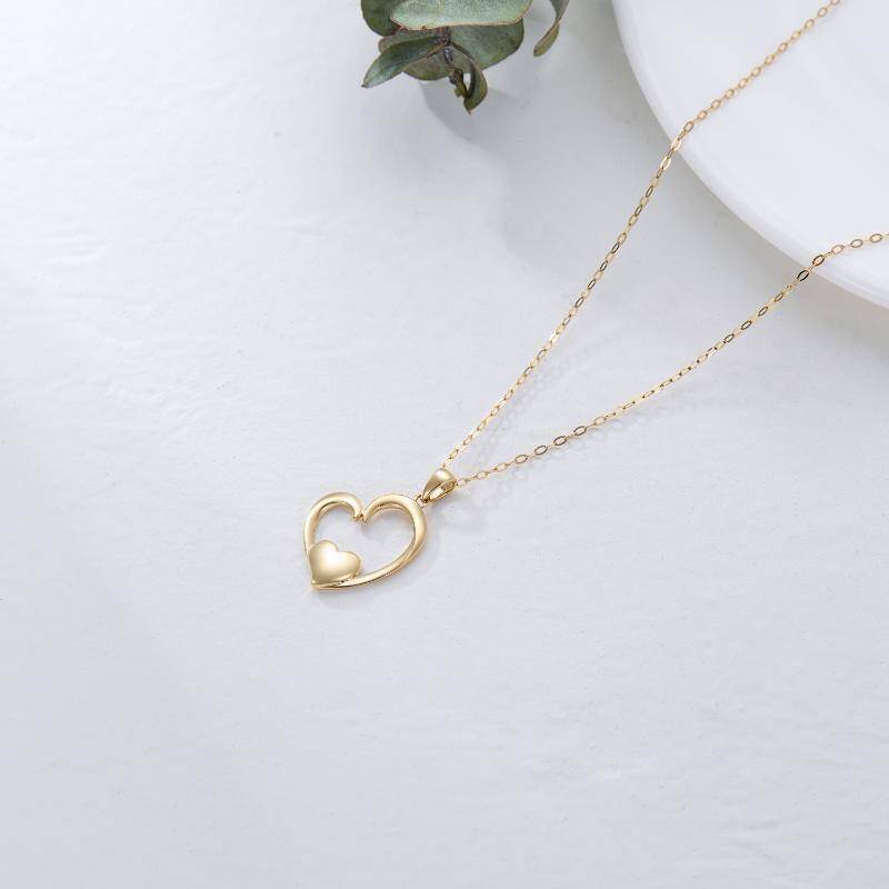 Collar con colgante de corazón de oro de 18 quilates-4