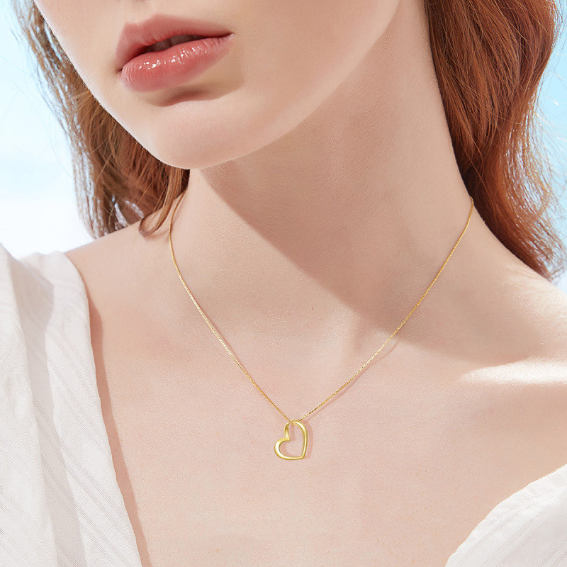 Collier pendentif cœur en or blanc 14 carats-2