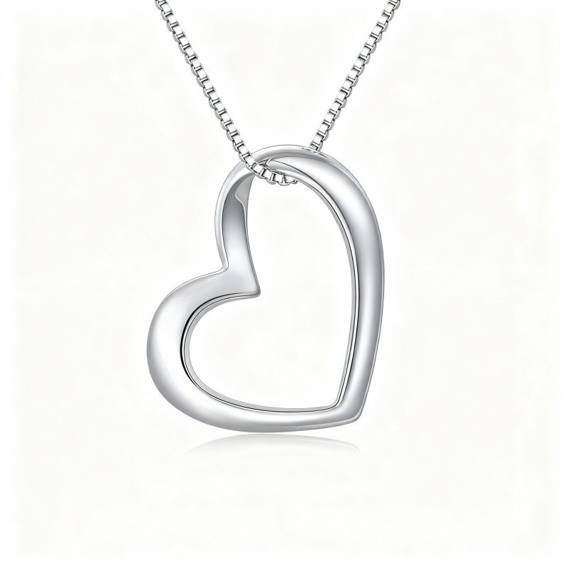 Collier pendentif cœur en or blanc 14 carats-1