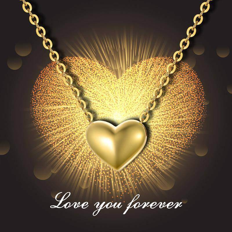 18K Gold Heart Pendant Necklace-4