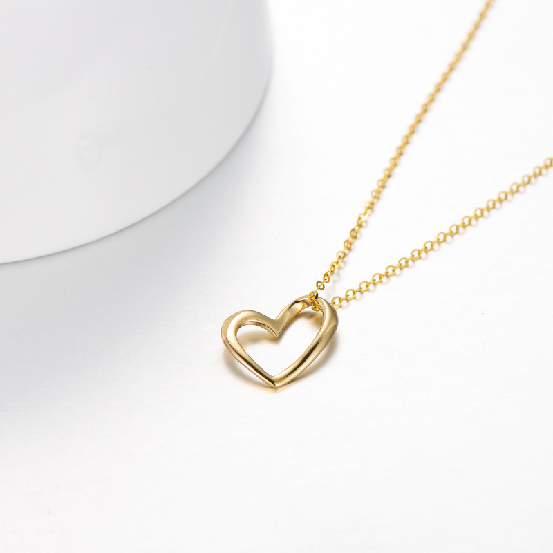 Collar con colgante de corazón de oro de 14 quilates-5