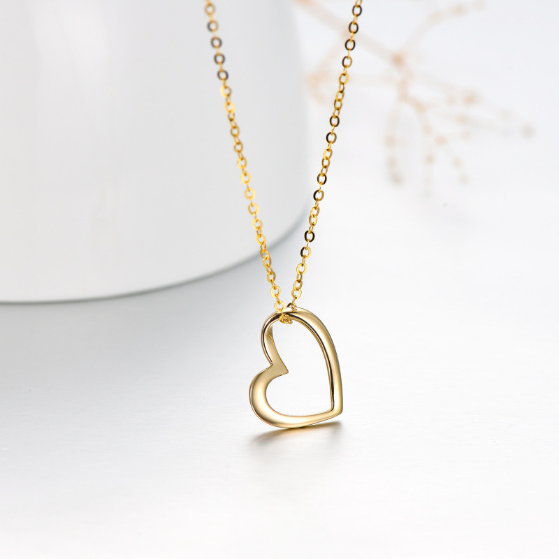 Collar con colgante de corazón de oro de 14 quilates-6