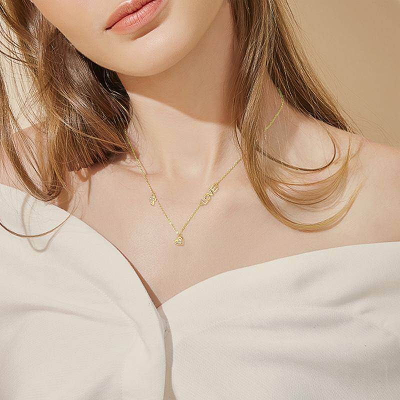 Collar con colgante de corazón de oro rosa de 18 quilates-2