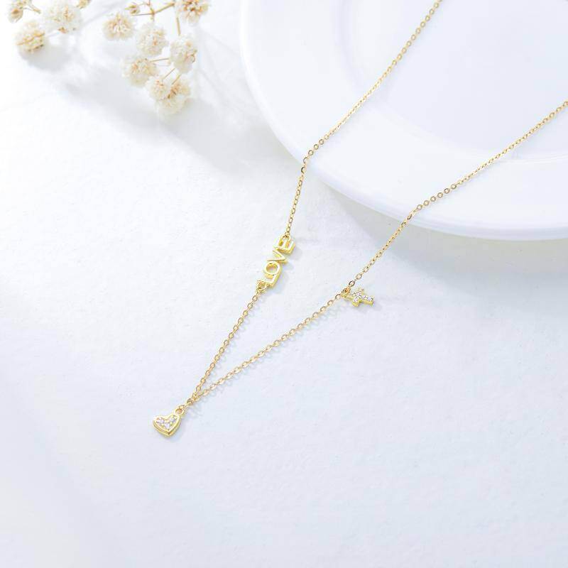 Collar con colgante de corazón de oro rosa de 18 quilates-4