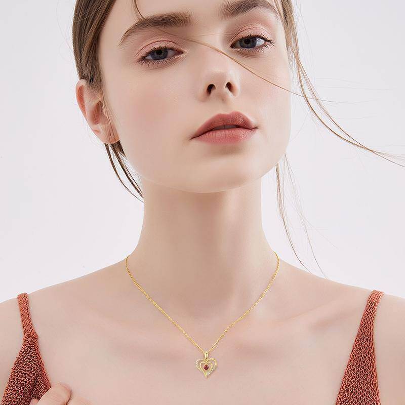Collar con colgante de corazón de oro blanco de 10 quilates-2